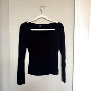 SHEIN Black Fitted Long Sleeve Blouse